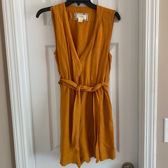 Maeve Anthropologie Mustard Yellow Romper | size 4 - Picture 2 of 5